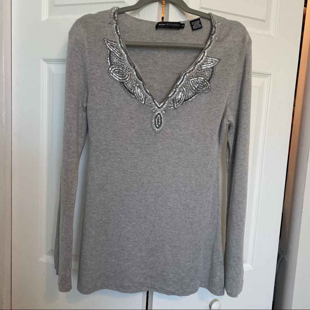 Dana Buchman Cashmere Silk Sweater Size Large - Gray